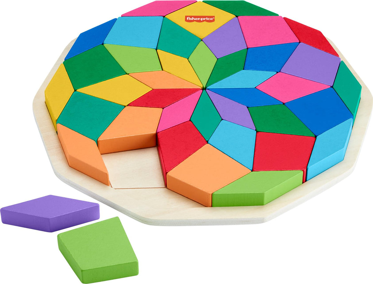 Fisher-Price Wood Mandala Puzzle – 41 Pieces for Kids 3+