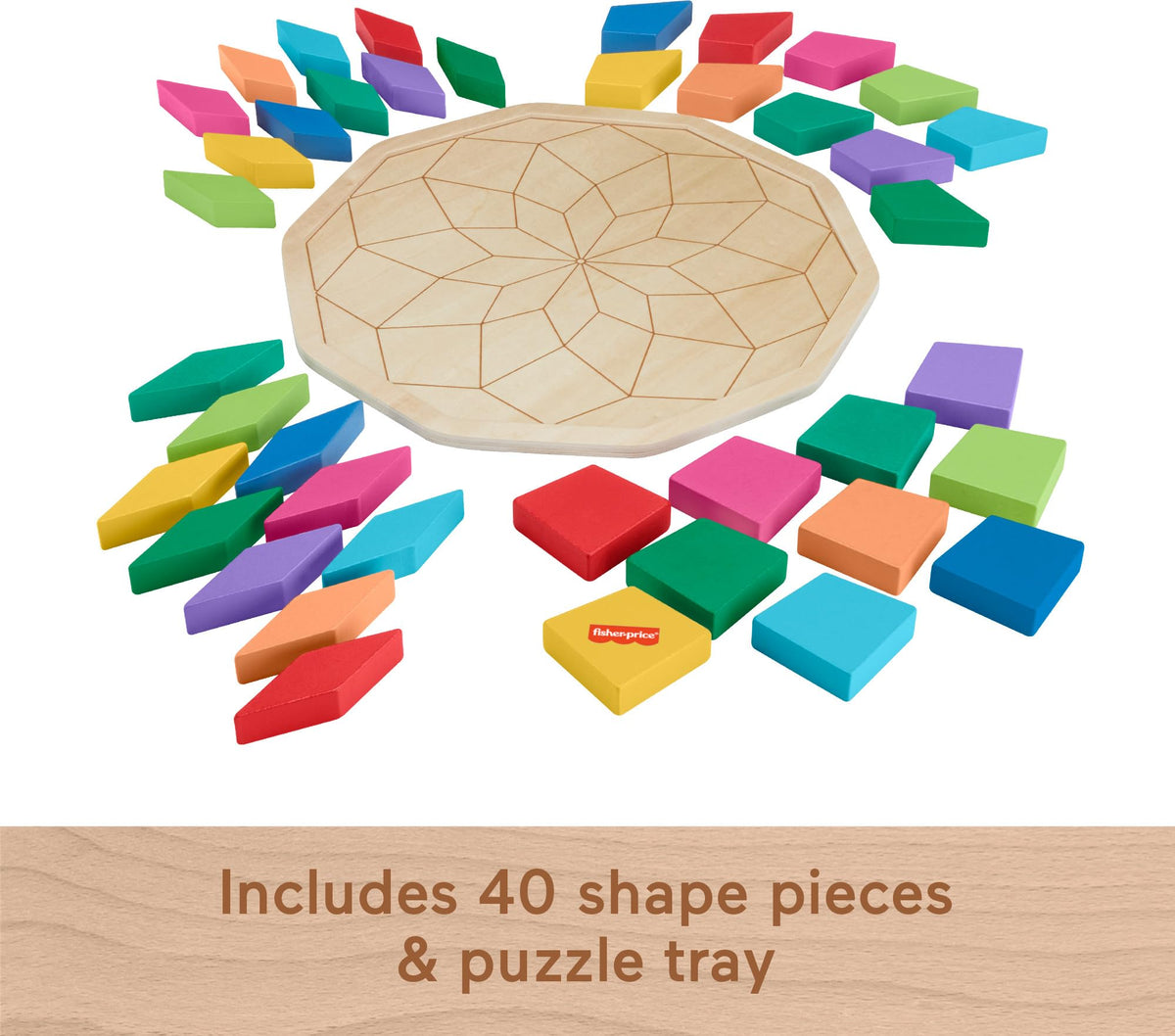 Fisher-Price Wood Mandala Puzzle – 41 Pieces for Kids 3+