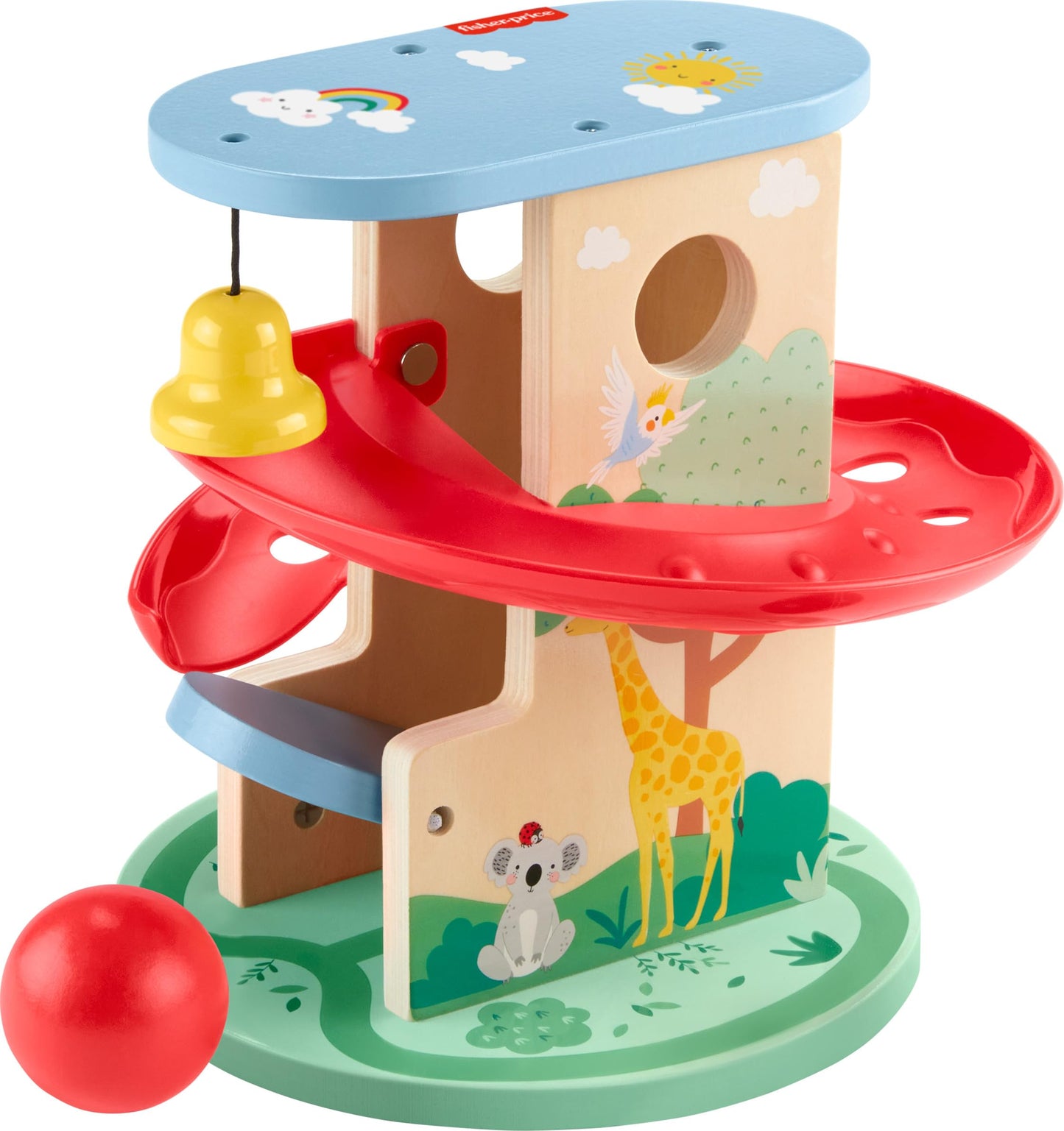 Fisher-Price Wood Treehouse Ball Run – 2-Piece Baby Toy for 9+ Months