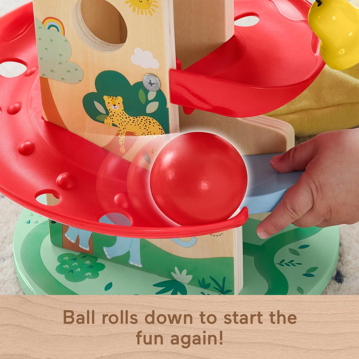 Fisher-Price Wood Treehouse Ball Run – 2-Piece Baby Toy for 9+ Months