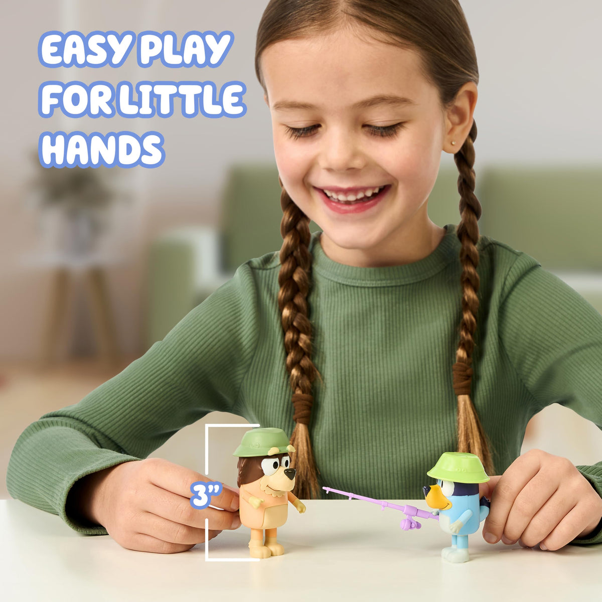 Bluey Fishing with Grandad 2-Pack Action Figures – Portable Toys for Kids 3+