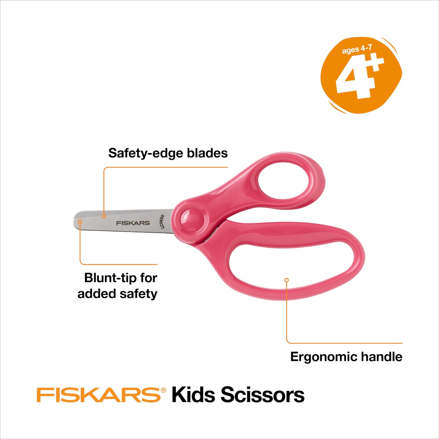 Fiskars Blunt-Tip Kids Scissors 5-inch Pink – Safe Classroom Crafting, 1-Pack