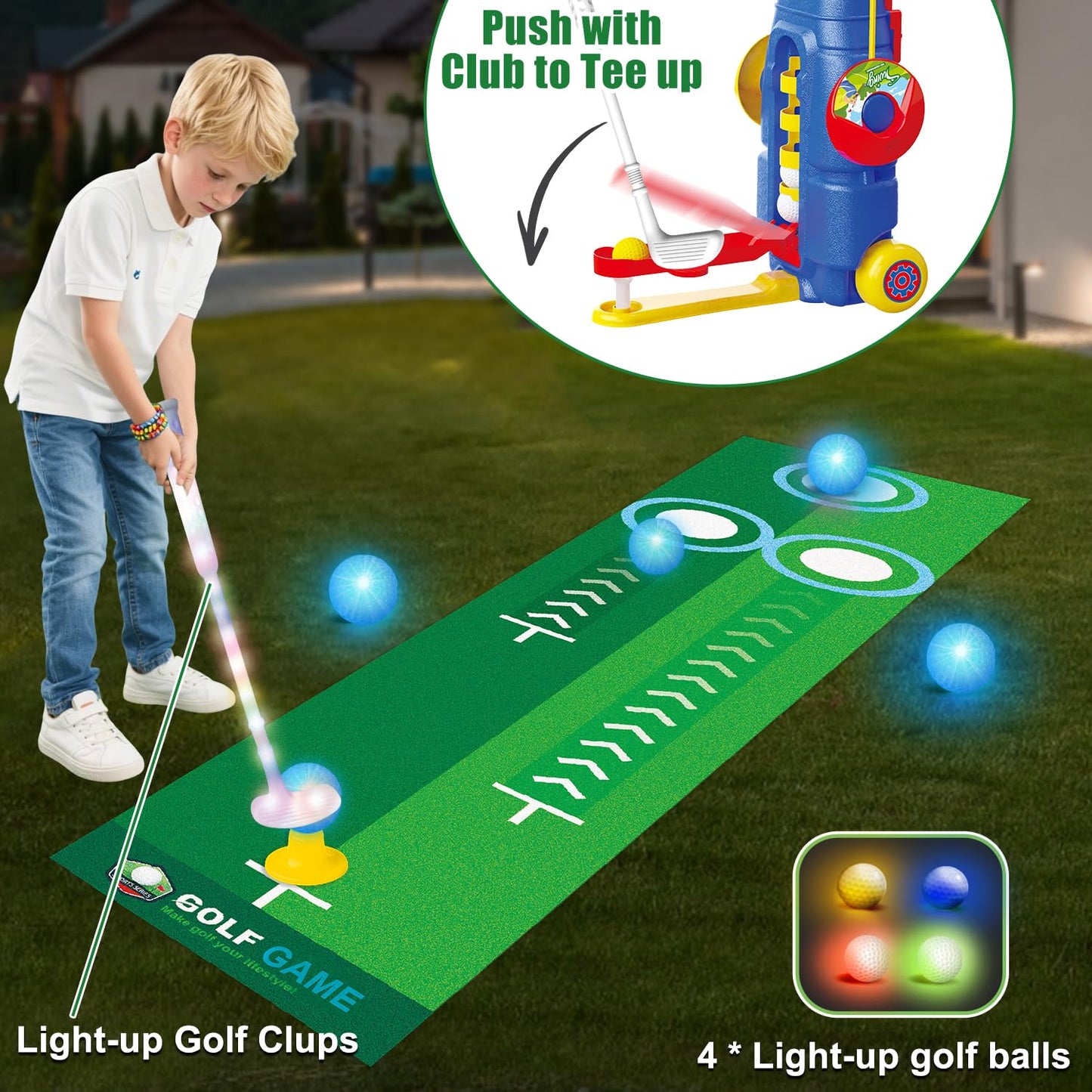 Fistone 3-in-1 Toddler Golf Set with Foot-Pedal Launcher | Indoor & Outdoor Kids Golf Toy