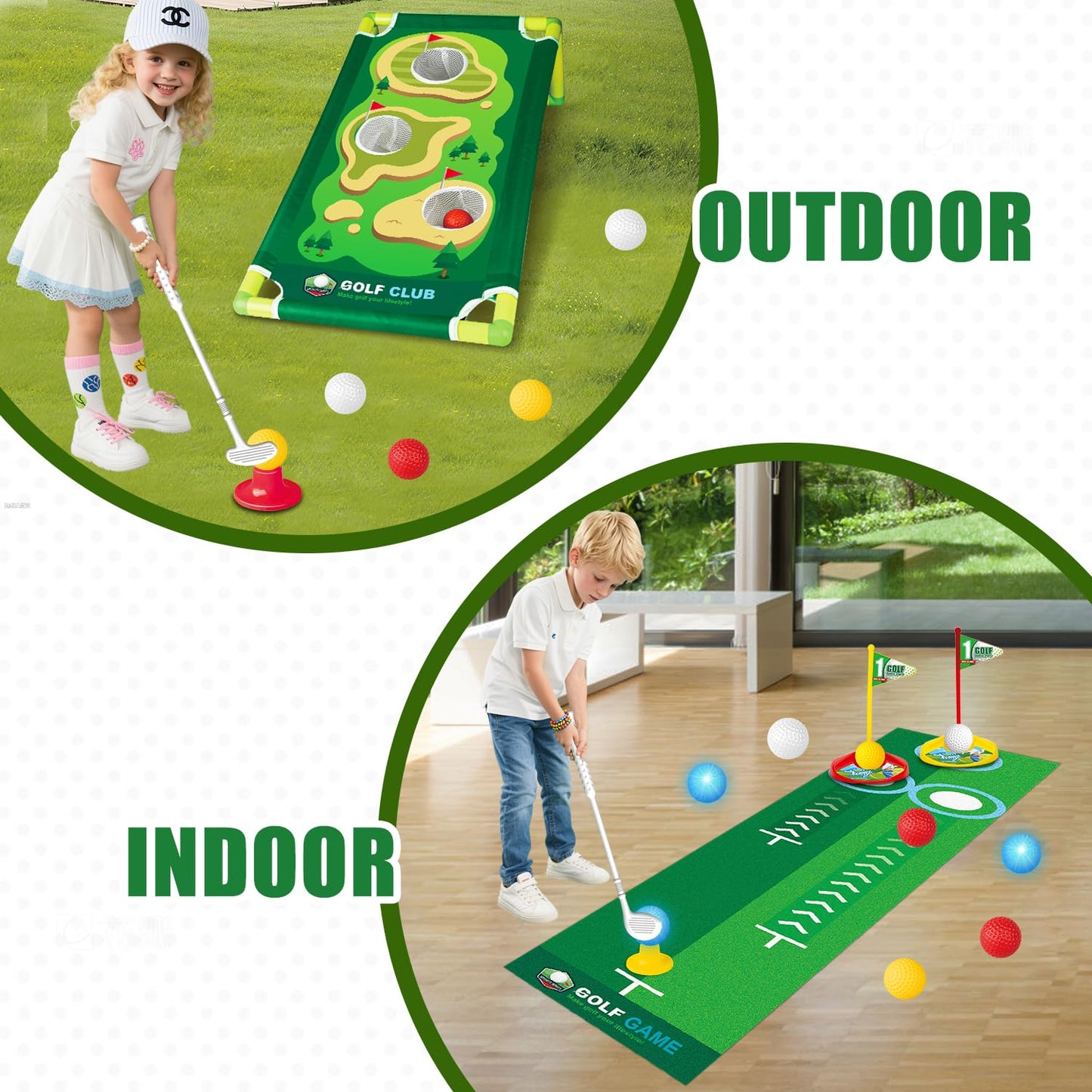 Fistone 3-in-1 Toddler Golf Set with Foot-Pedal Launcher | Indoor & Outdoor Kids Golf Toy