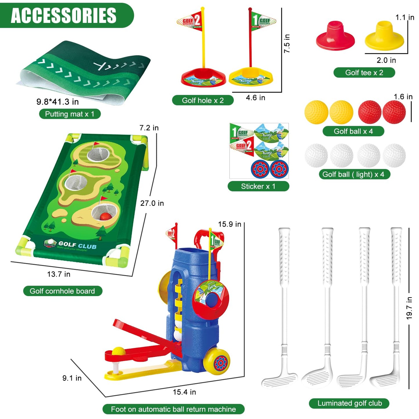 Fistone 3-in-1 Toddler Golf Set with Foot-Pedal Launcher | Indoor & Outdoor Kids Golf Toy