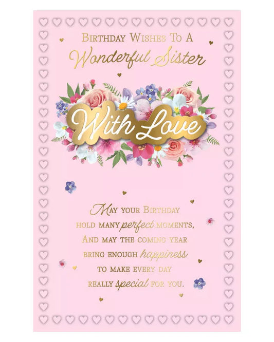 Birthday   wishes  to a  wonderful   Sister  6   page inserts