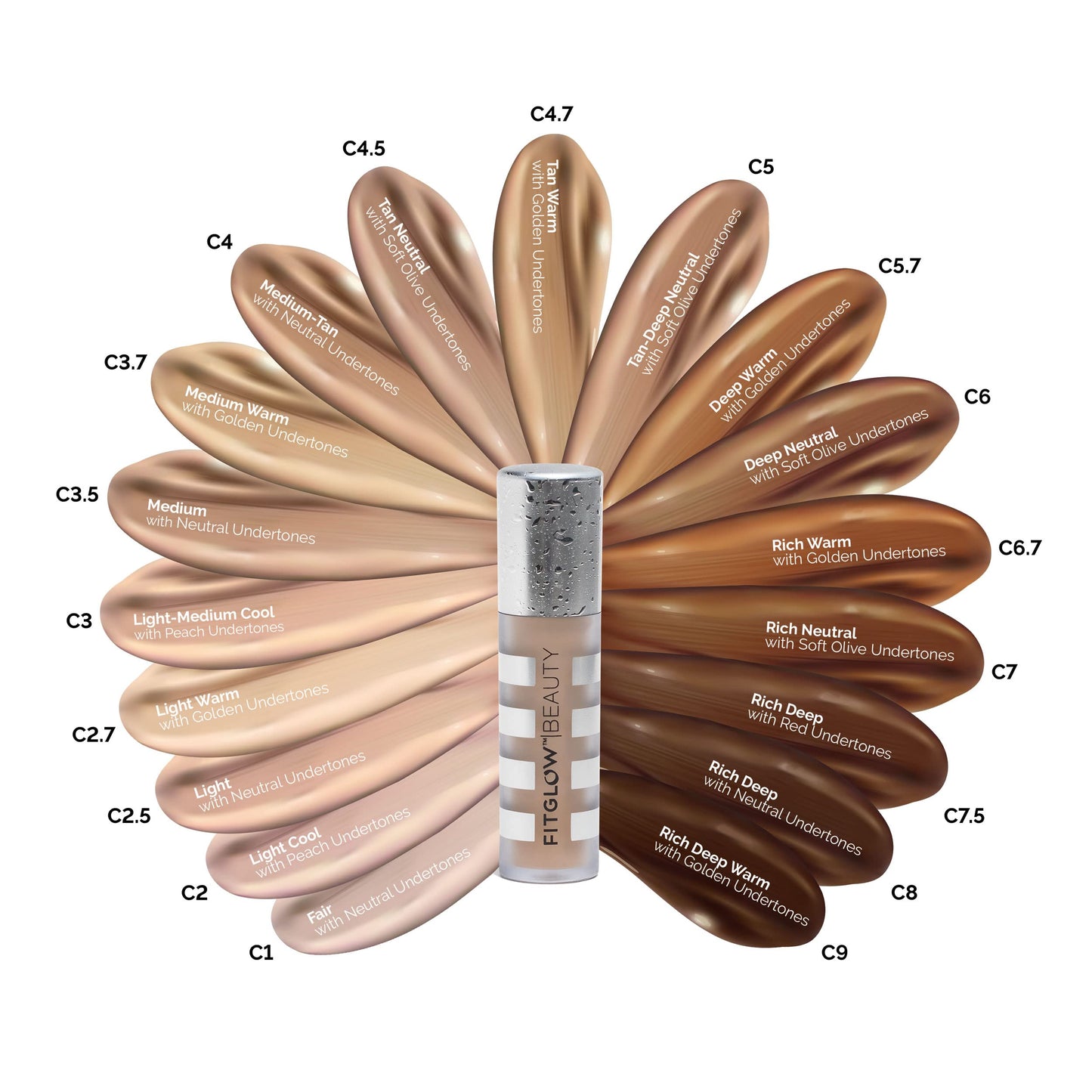 Fitglow Beauty Conceal+ – Vegan Full-Coverage Concealer with Vitamin K + Green Tea (C5.7 Deep Warm)