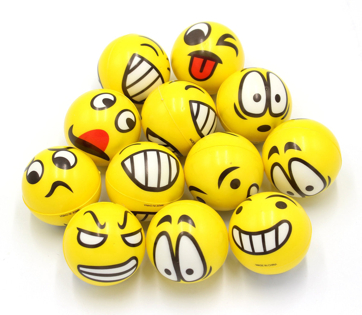 FIVOENDAR 12-Pack Fun Face Stress Balls – Yellow Random Faces, Office & Party Favors