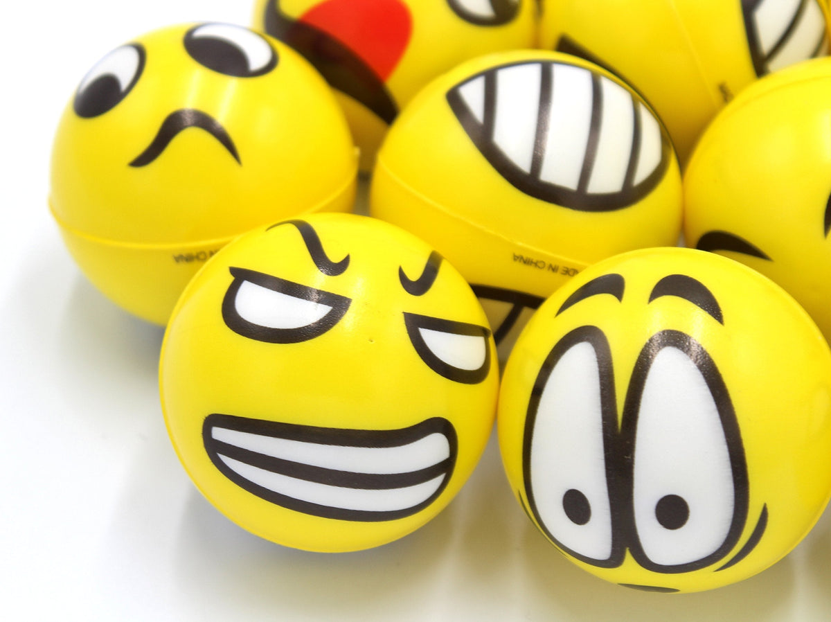 FIVOENDAR 12-Pack Fun Face Stress Balls – Yellow Random Faces, Office & Party Favors