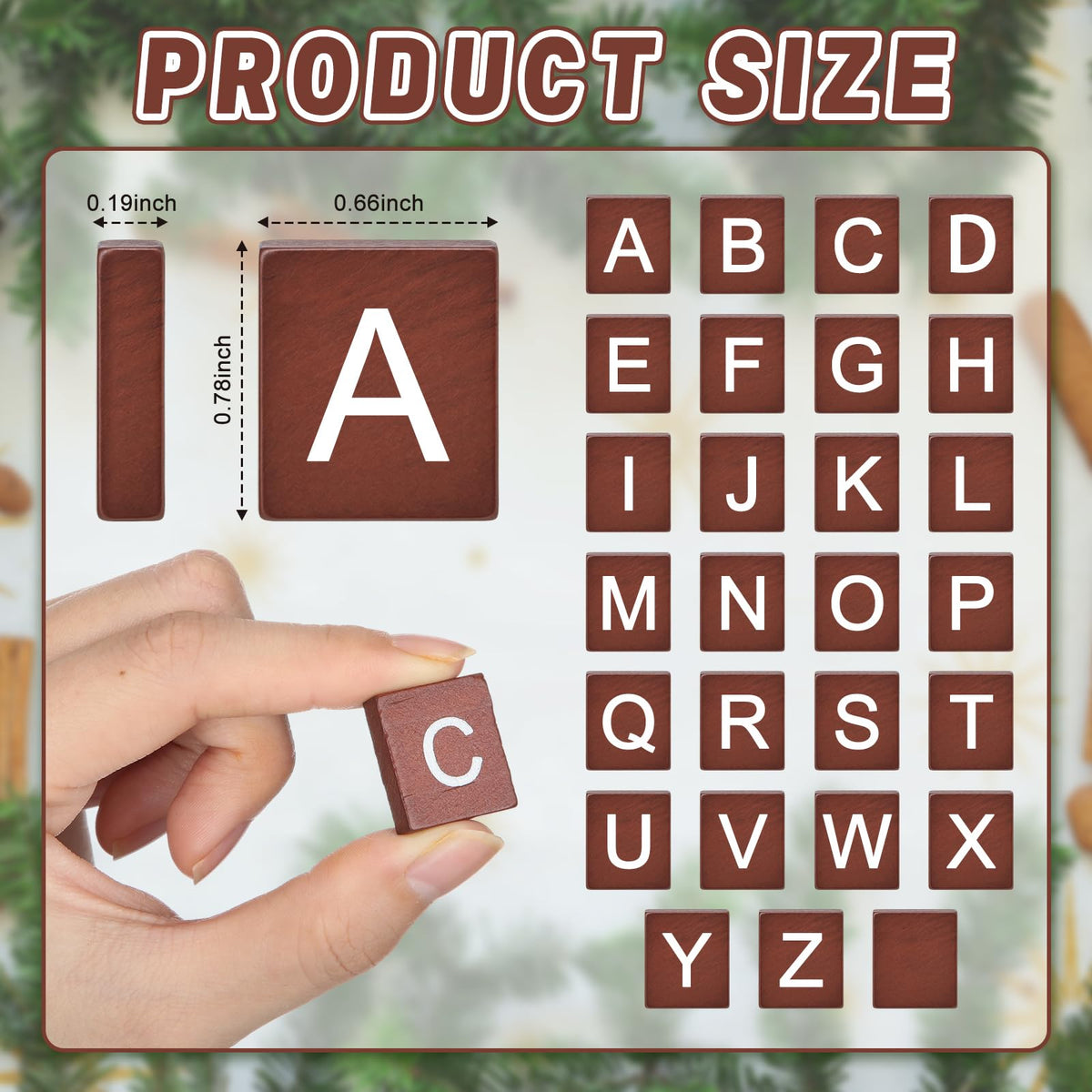 Fiwochic 300 Pcs Maroon Wood Letter Tiles – A-Z Spelling for Crafts & Decor