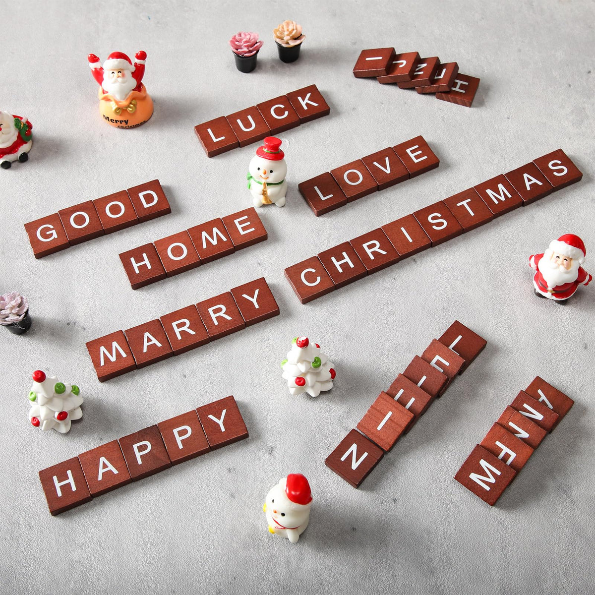 Fiwochic 300 Pcs Maroon Wood Letter Tiles – A-Z Spelling for Crafts & Decor