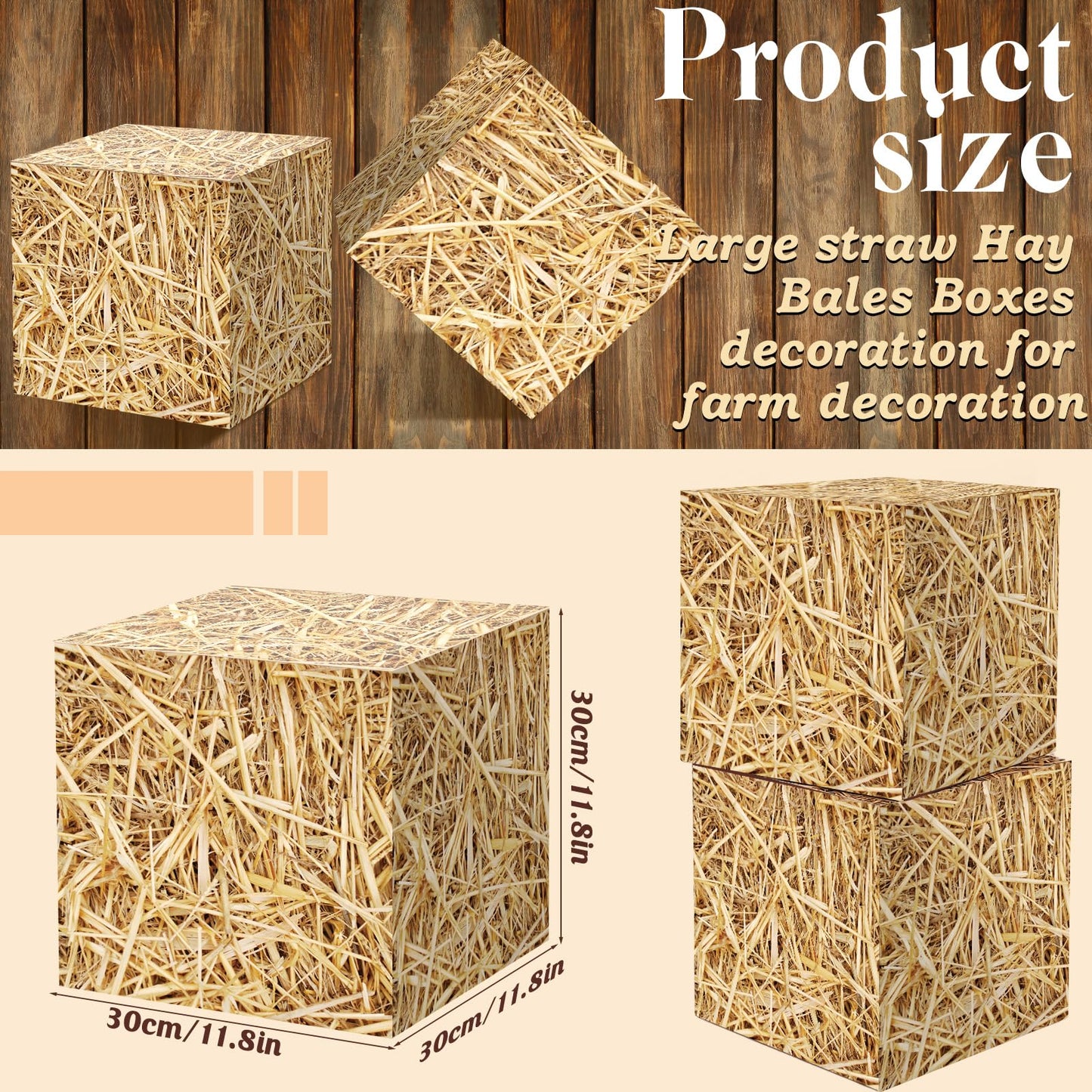 Fjoron 6-Piece Hay Bale Paper Boxes Decor for Western Cowboy Parties | Rustic Farmhouse Props