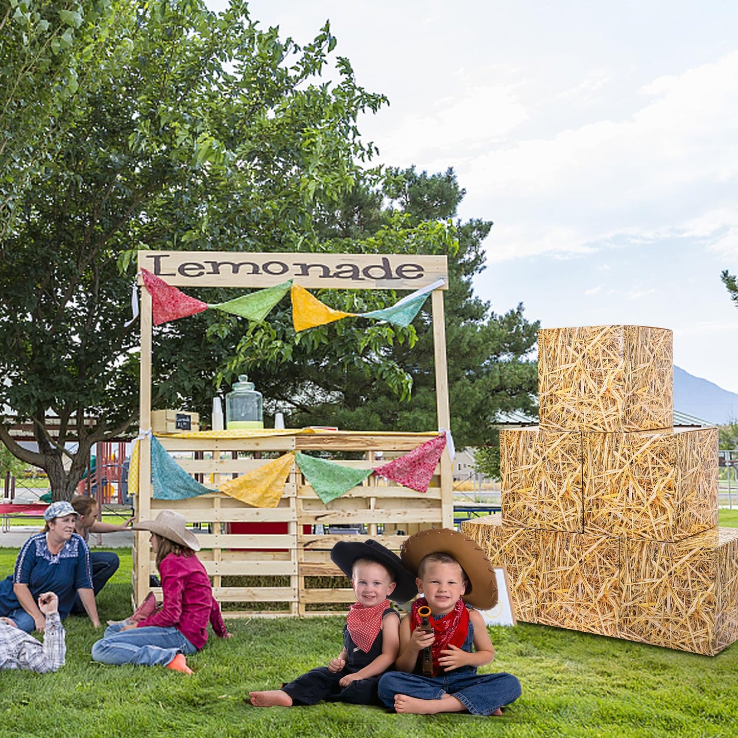 Fjoron 6-Piece Hay Bale Paper Boxes Decor for Western Cowboy Parties | Rustic Farmhouse Props