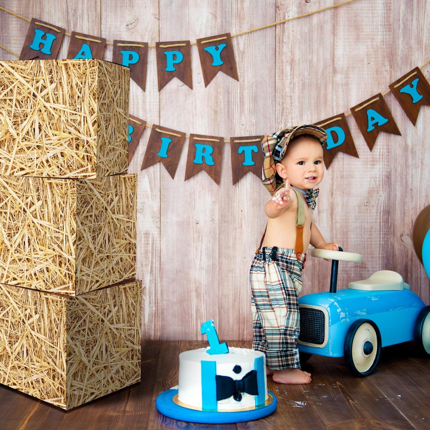 Fjoron 6-Piece Hay Bale Paper Boxes Decor for Western Cowboy Parties | Rustic Farmhouse Props