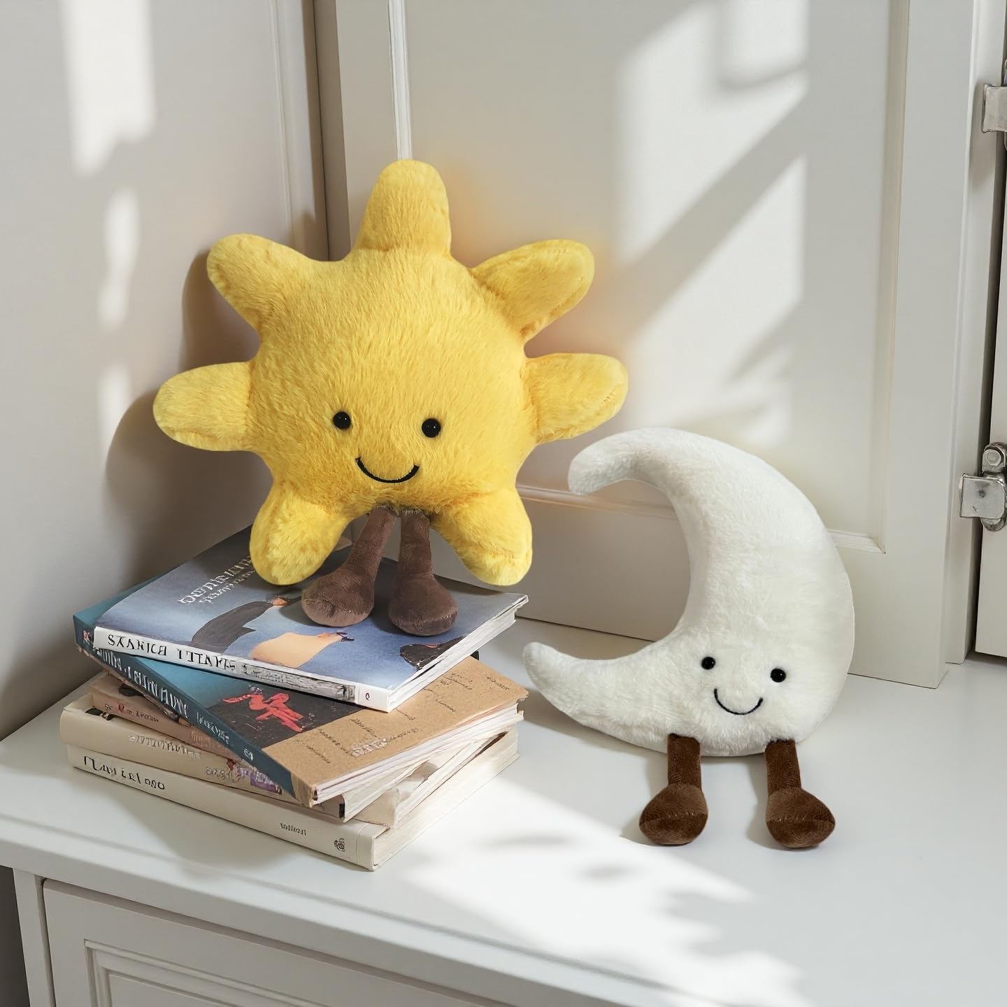 FJQZHA Moon Sun Plush Toy – Soft Moon & Sun Plush for Kids