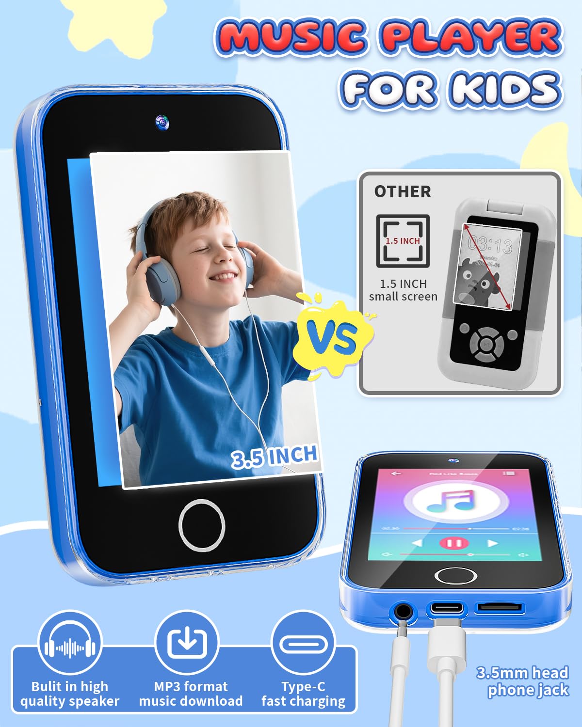 FKATEEN Kids Phone 3.5-inch Touchscreen – Offline Pretend Smartphone with Dual Camera & Habit Tracker (Ages 3-8)
