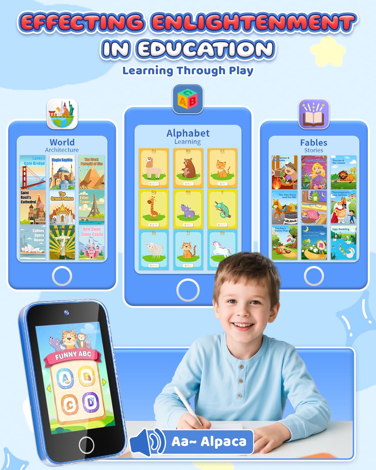 FKATEEN Kids Phone 3.5-inch Touchscreen – Offline Pretend Smartphone with Dual Camera & Habit Tracker (Ages 3-8)