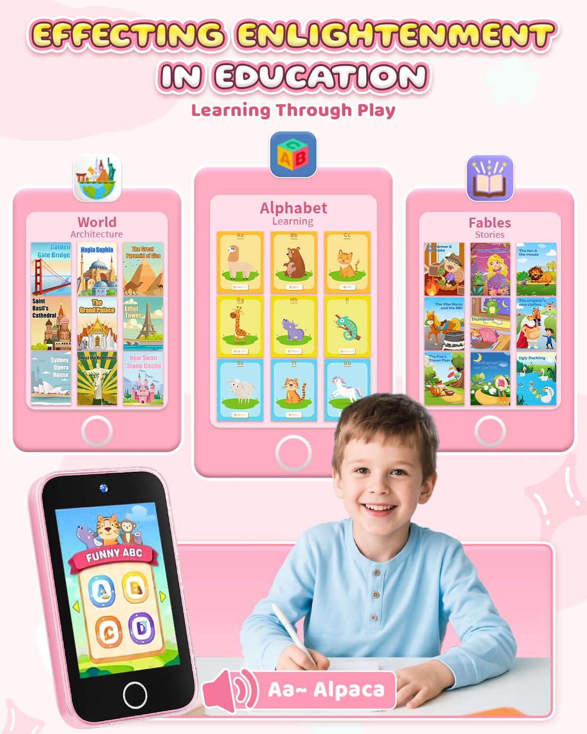 FKATEEN Kids Smart Phone for Girls – 3.5-Inch Touchscreen Learning Toy with Dual Cameras & 26 Games