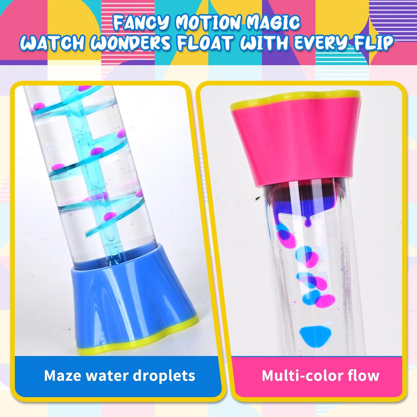 FKYTION Cool Tubes Toy Liquid Motion Bubbler 4-Pack – Colorful Sensory Desk Toys for Focus and Time Management