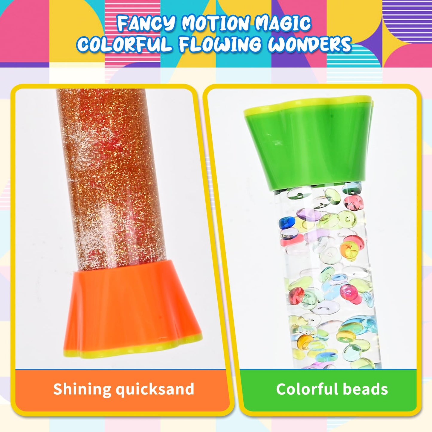 FKYTION Cool Tubes Toy Liquid Motion Bubbler 4-Pack – Colorful Sensory Desk Toys for Focus and Time Management