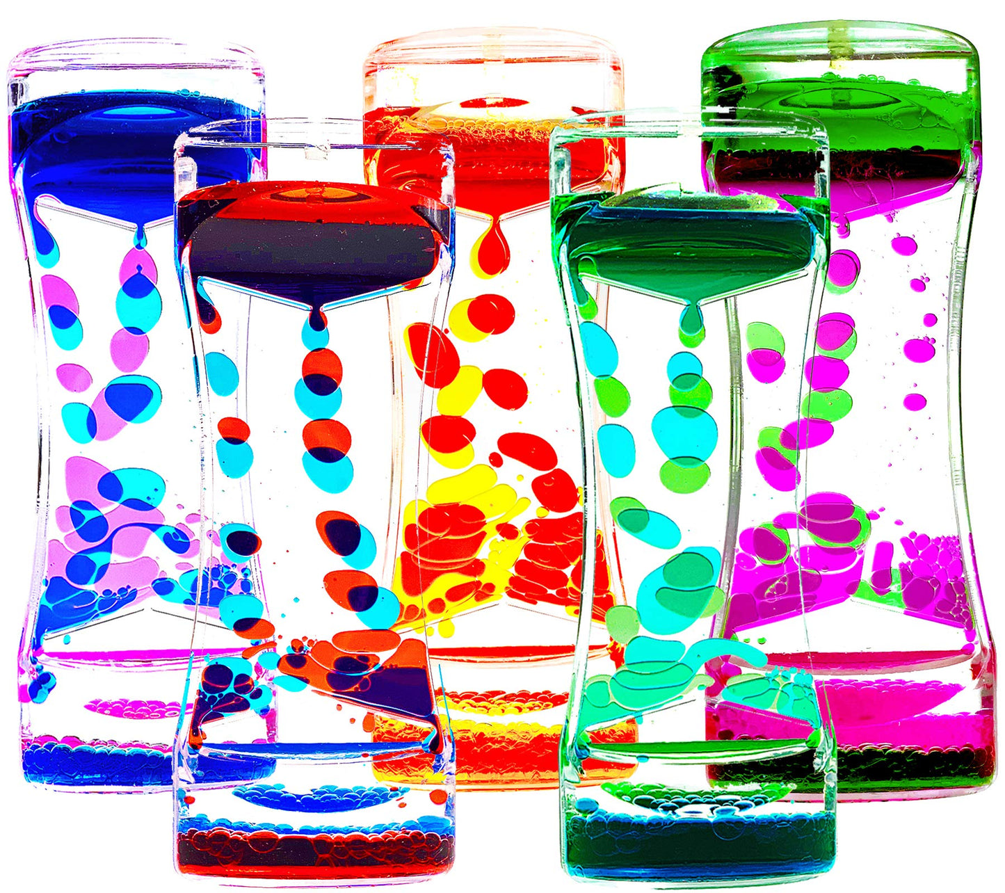 FKYTION Liquid Motion Bubbler Timers – Pack of 5 Colorful Sensory Fidget Toys