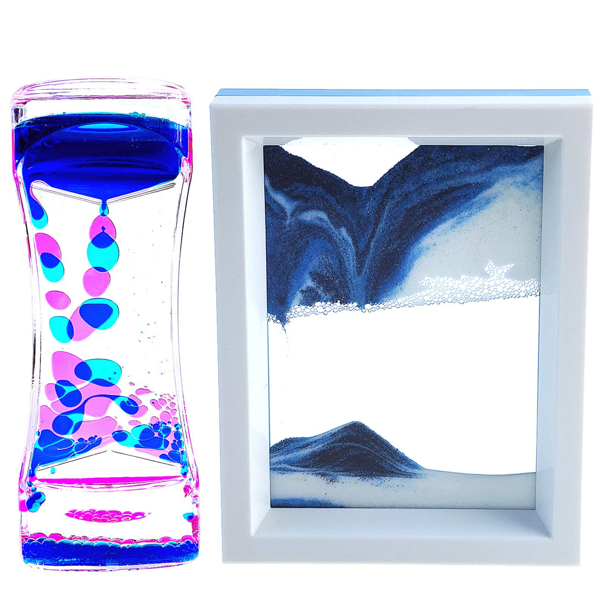 FKYTION Liquid Motion Bubbler Timer & Moving Sand Art – 2 Pack