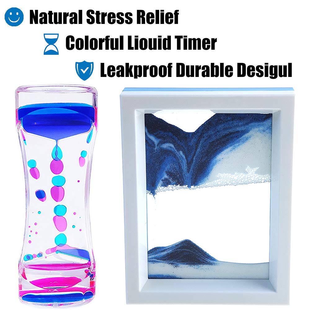 FKYTION Liquid Motion Bubbler Timer & Moving Sand Art – 2 Pack