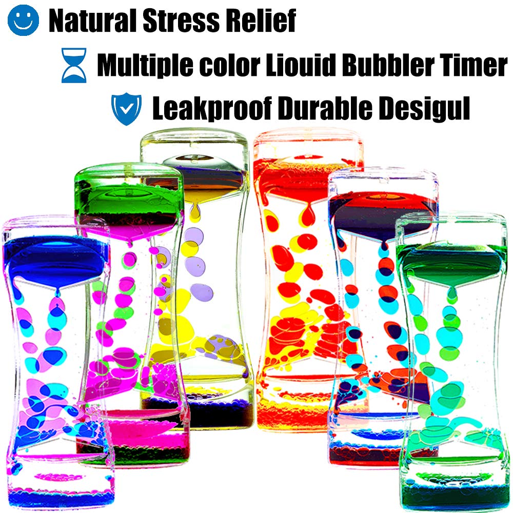 FKYTION Liquid Motion Bubbler Timer — Pack of 6 Colorful Desk Toys for Focus & Relaxation