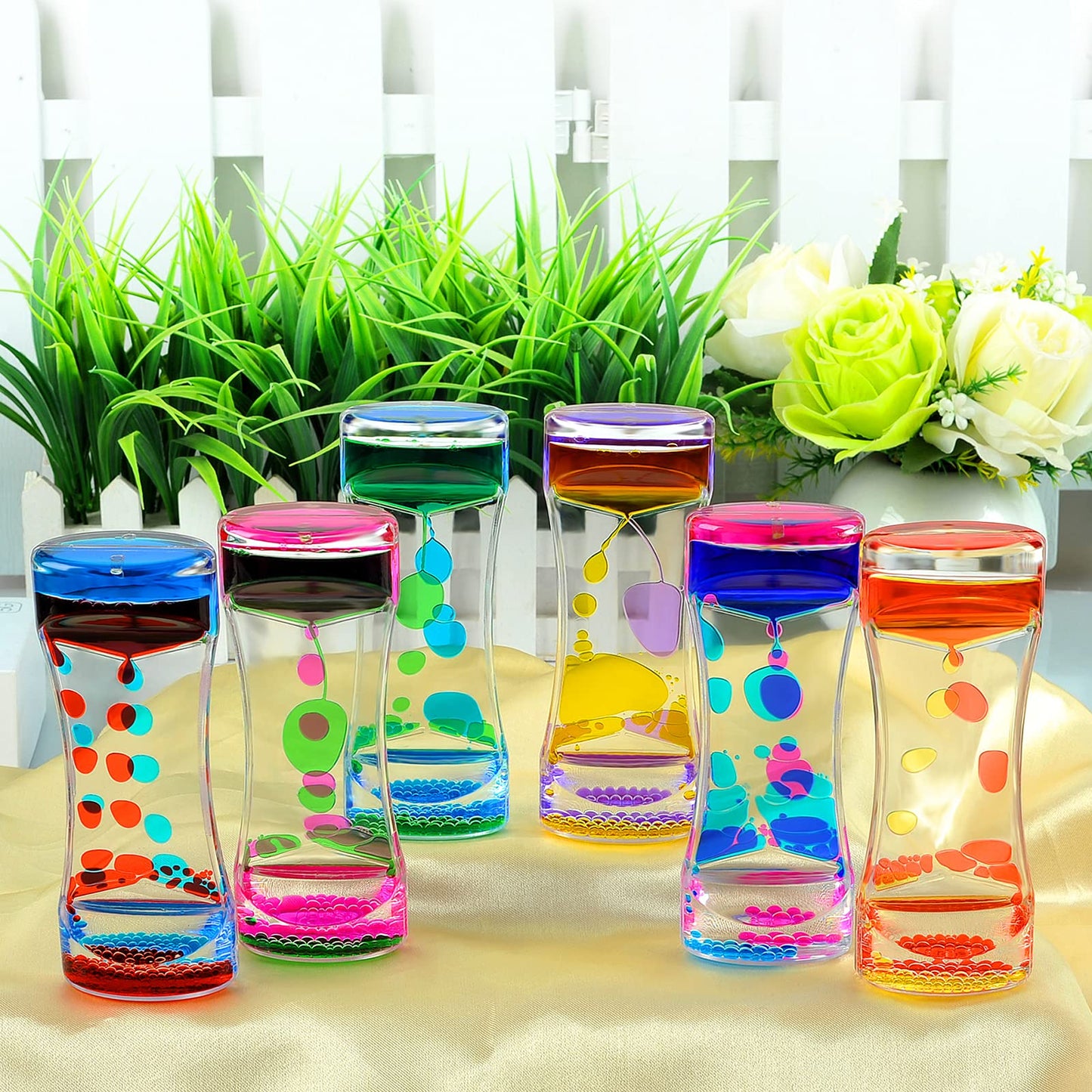 FKYTION Liquid Motion Bubbler Timers – Pack of 5 Colorful Sensory Fidget Toys