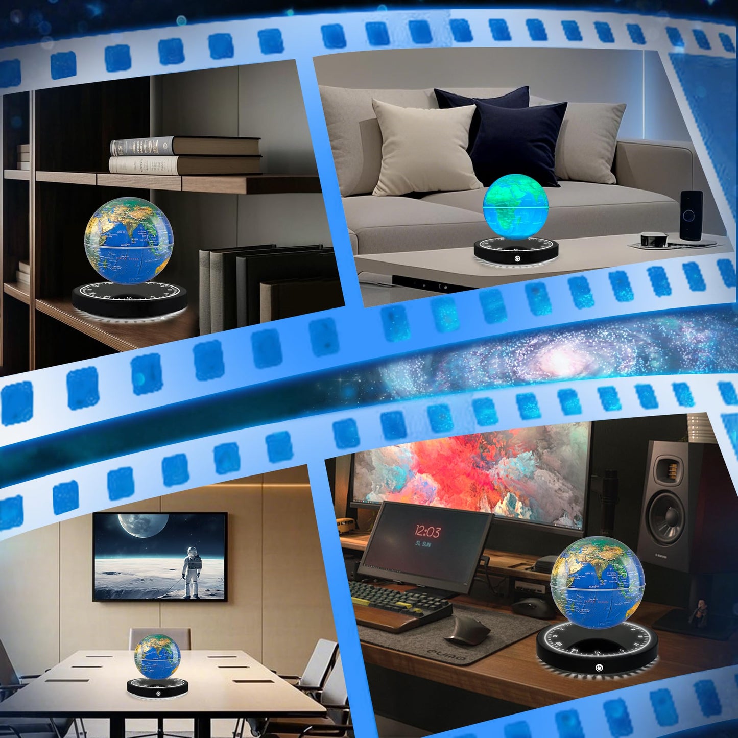 Flagest Magnetic Levitating Globe with LED Lights — 16 Color Globe on Clock Base