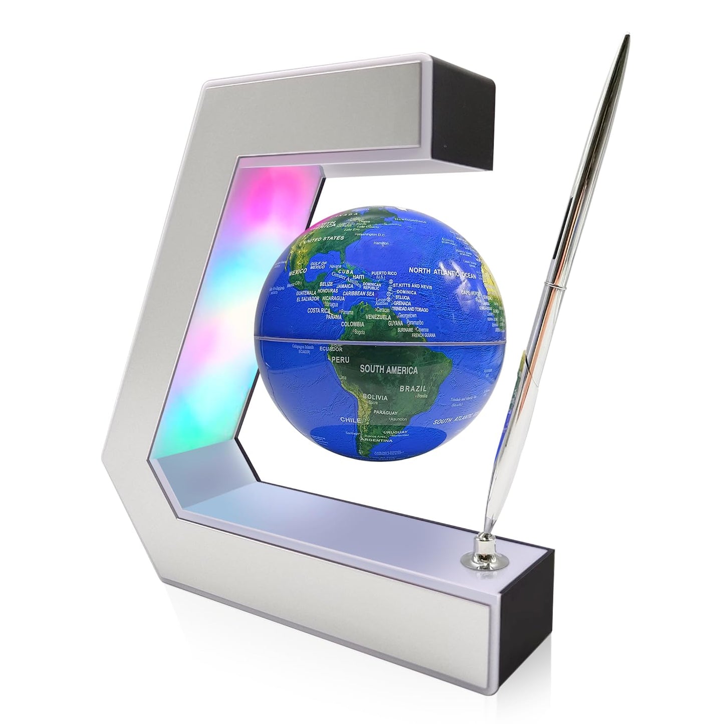 Flagest Magnetic Levitation Globe with LED Lights, Touch Control & Pen — Floating Desk Decor (3.3 in)