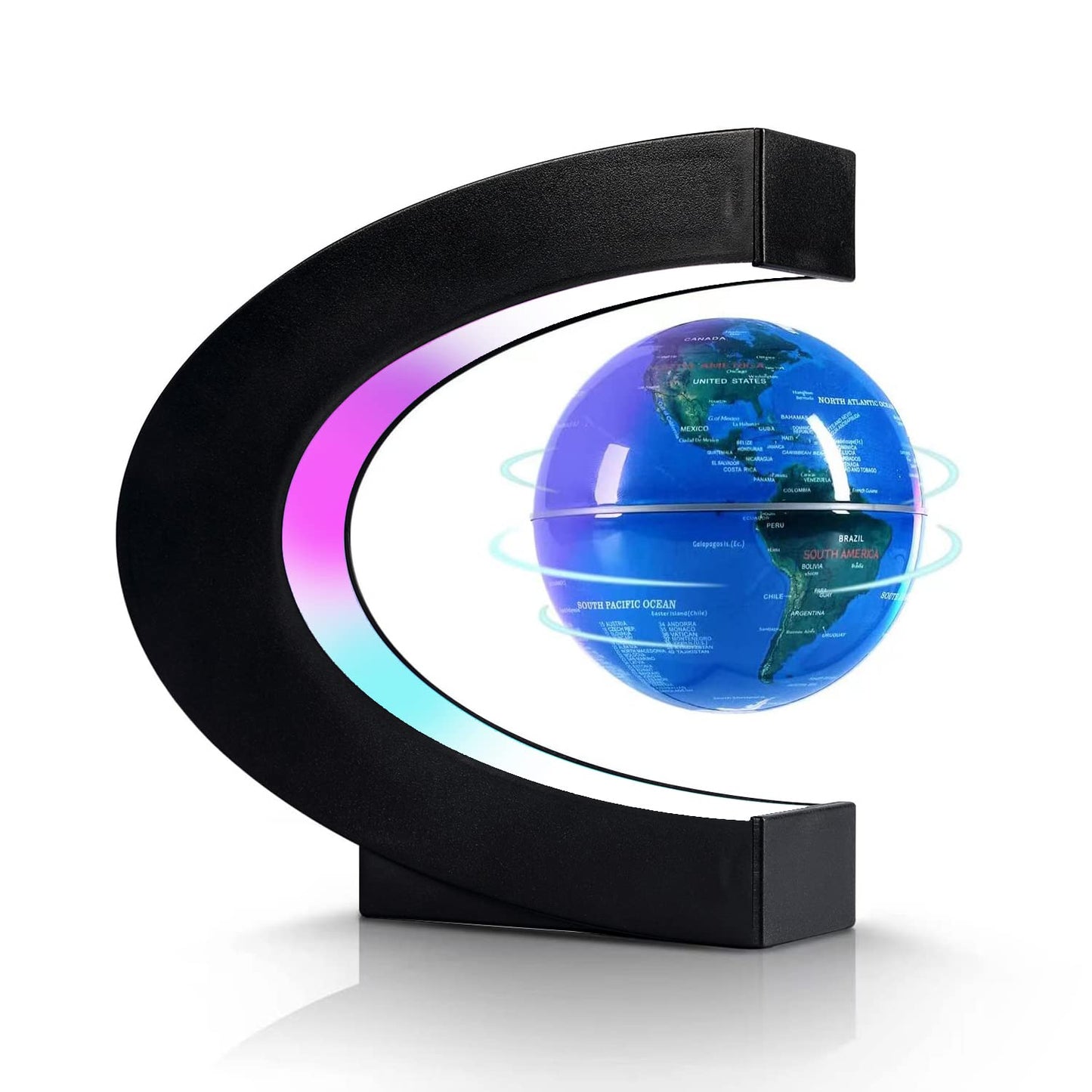 Flagest Magnetic Levitating Globe - LED Floating C-Shape Desk Decor (3.3 Inches)