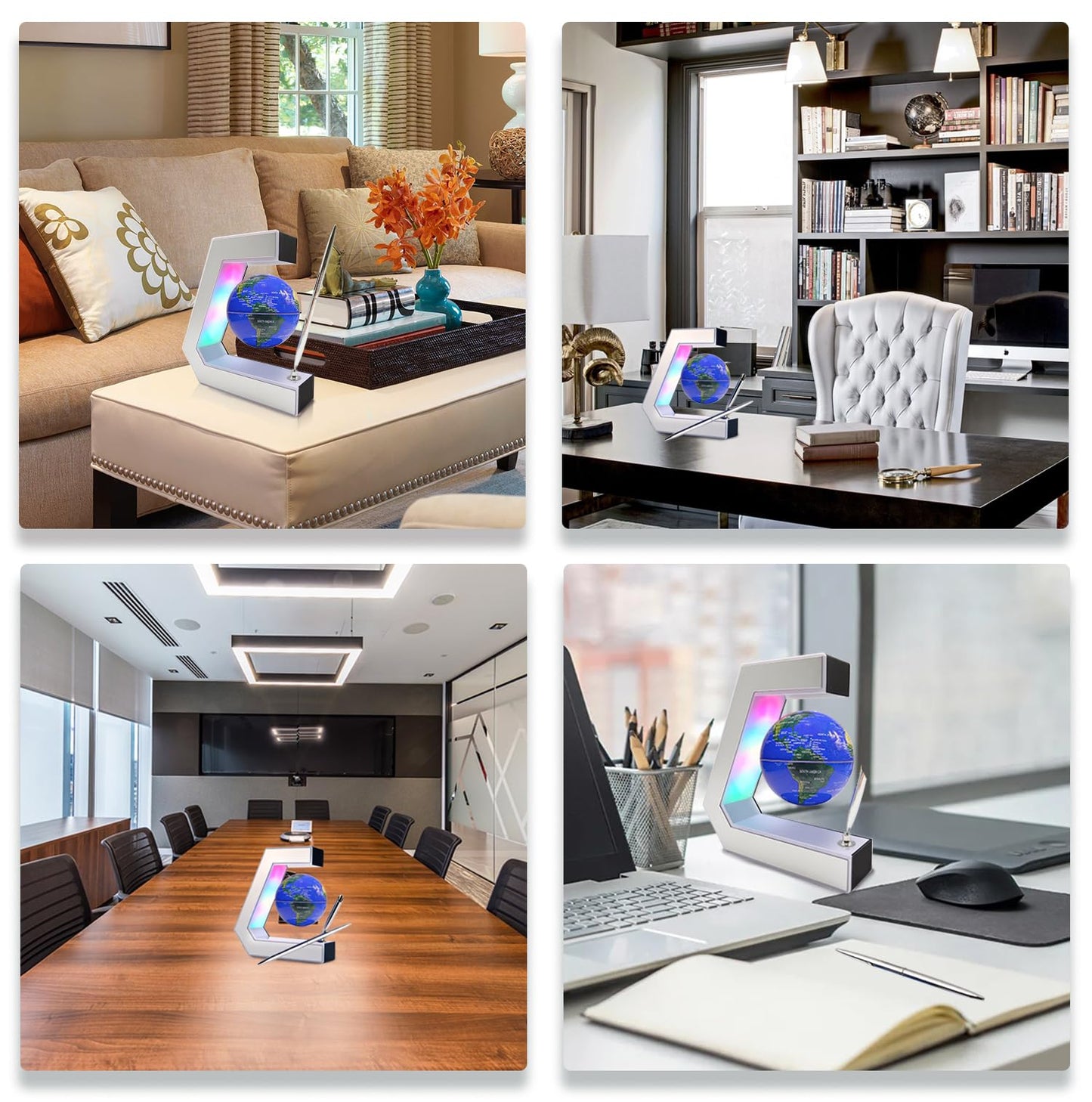 Flagest Magnetic Levitation Globe with LED Lights, Touch Control & Pen — Floating Desk Decor (3.3 in)