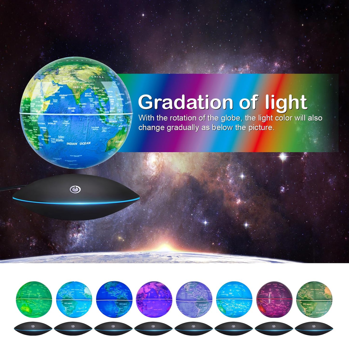 Flagest Floating Globe – Magnetic Levitation, Touch Control & Night Light (6 Inches)