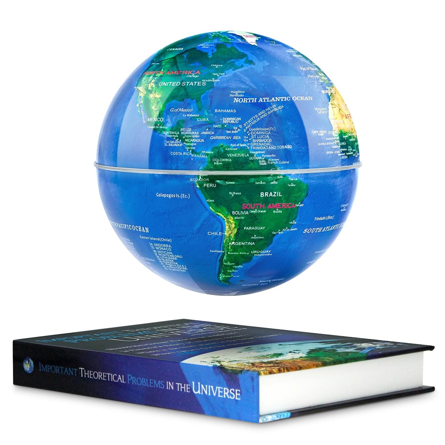 Flagest Magnetic Levitation Globe with 16-Color LED Lights | Rotating World Map on Book Base