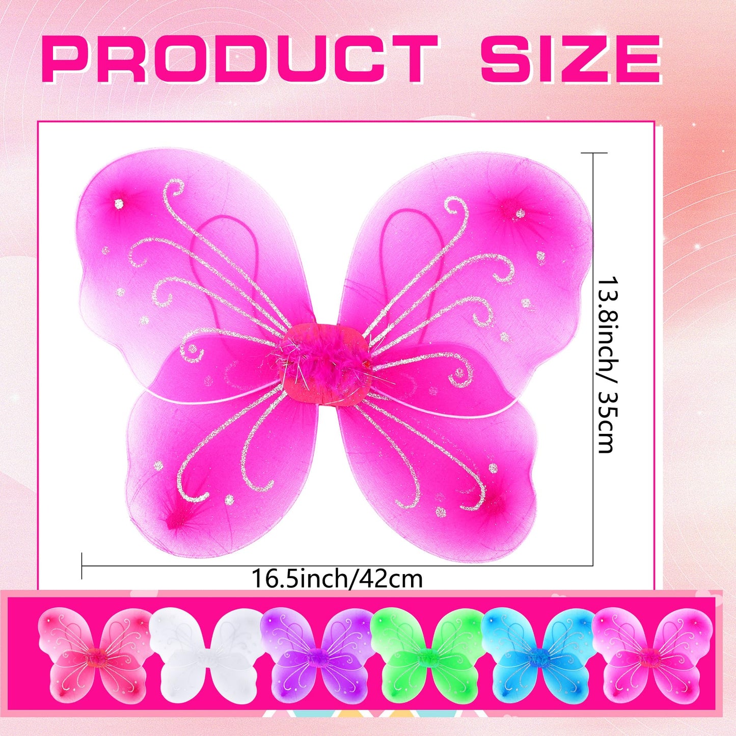 Flahard 12 Pack Girls Butterfly Wings – Colorful Fairy Costume Wings for Kids