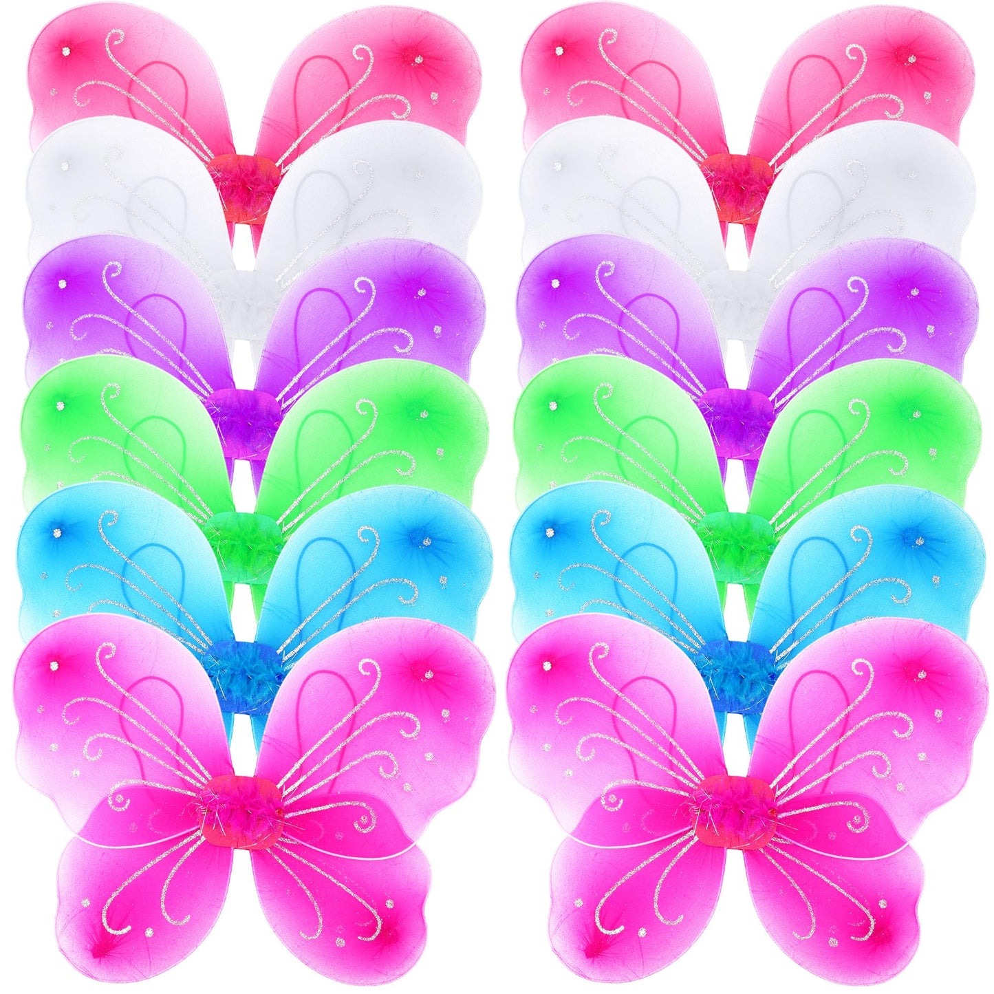 Flahard 12 Pack Girls Butterfly Wings – Colorful Fairy Costume Wings for Kids