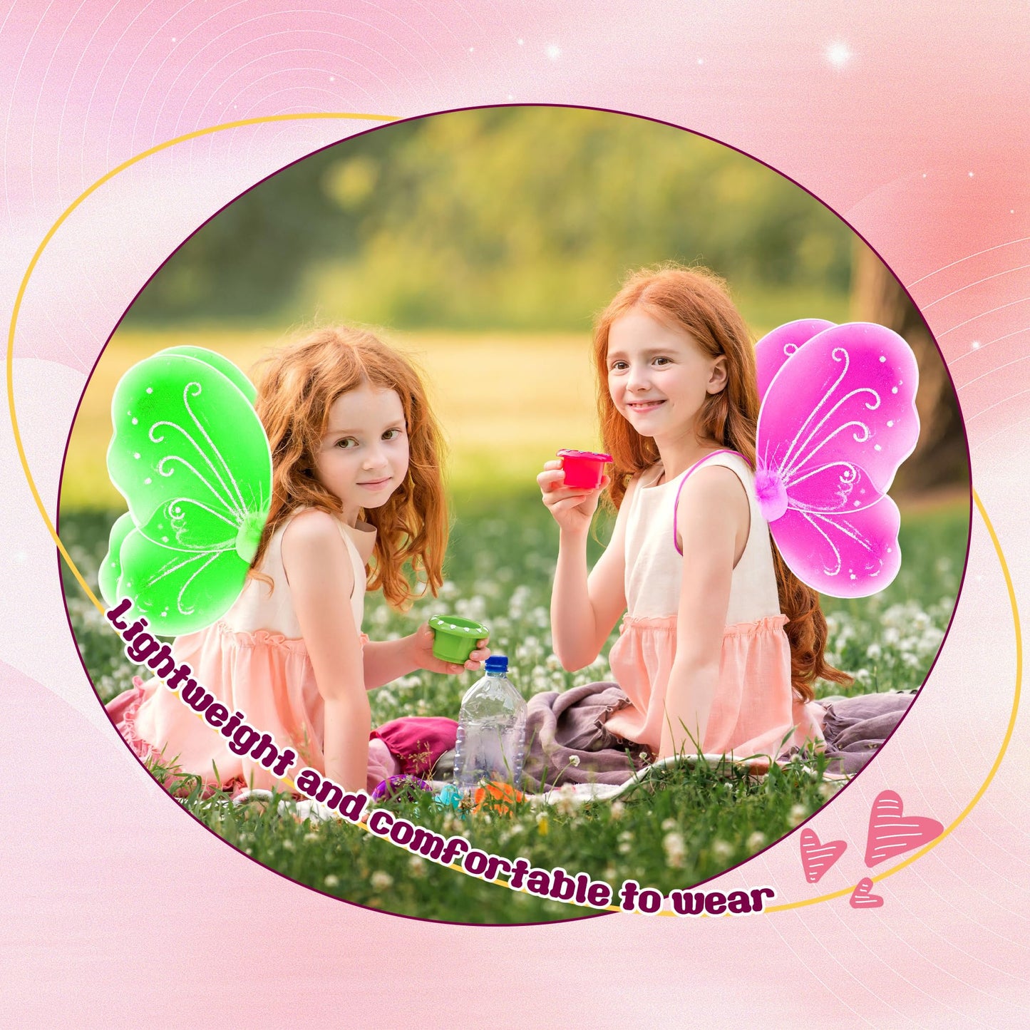Flahard 12 Pack Girls Butterfly Wings – Colorful Fairy Costume Wings for Kids