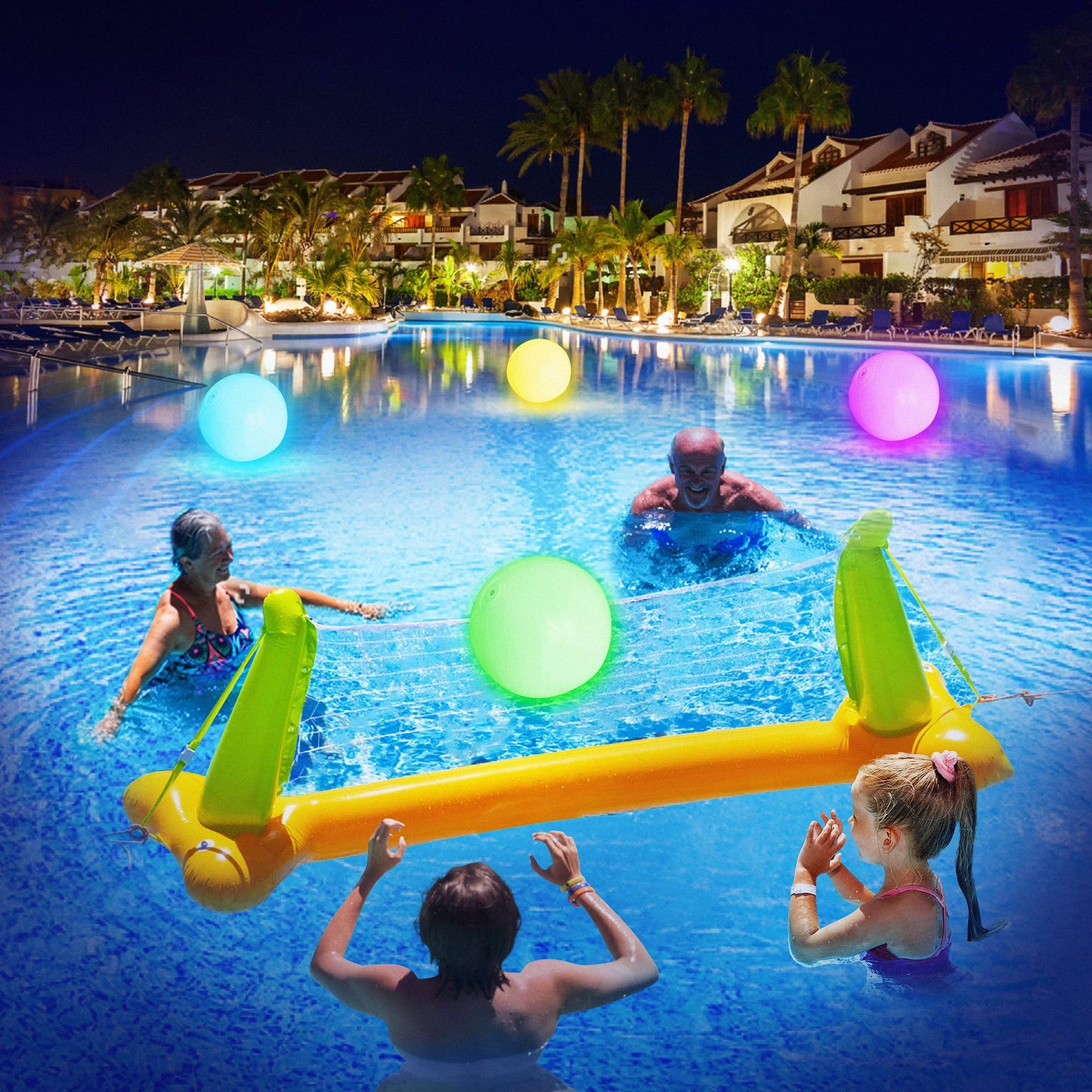 FLAMDYNO Pool Toys - 8 Pack LED Glow Beach Balls with 8 Light Modes