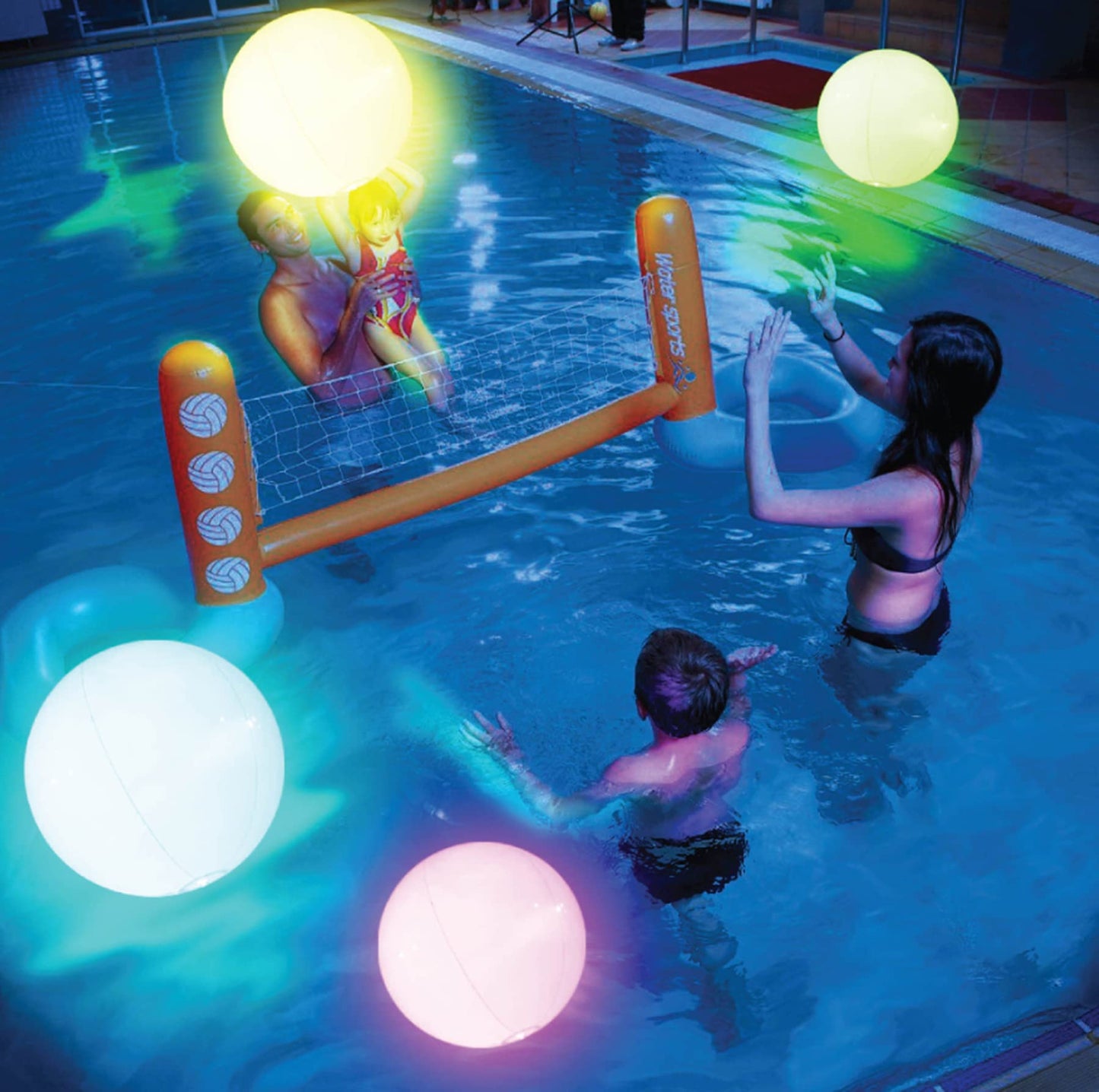 FLAMDYNO Pool Toys - 8 Pack LED Glow Beach Balls with 8 Light Modes