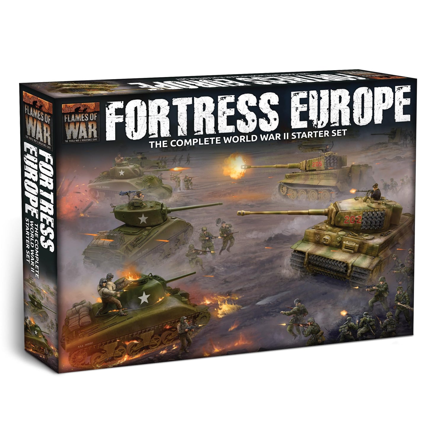 Flames of War Fortress Europe Starter Set FWBX16 – Two Complete Forces, Rules, Dice & Cards