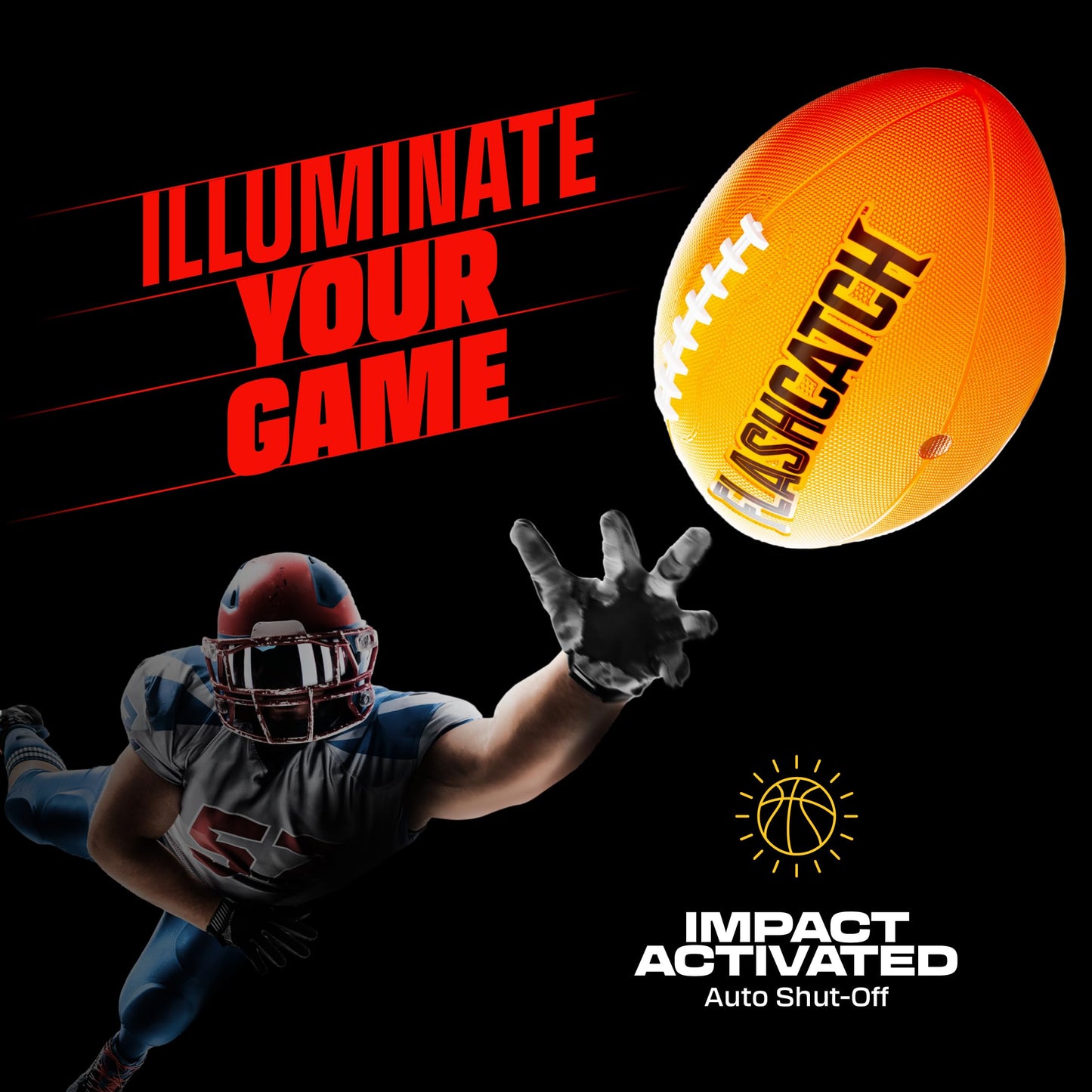 FlashCatch Light Up Football - Glow in the Dark NO 6 | Official Size 6 Football for Boys 8-15+ | Outdoor Night Play