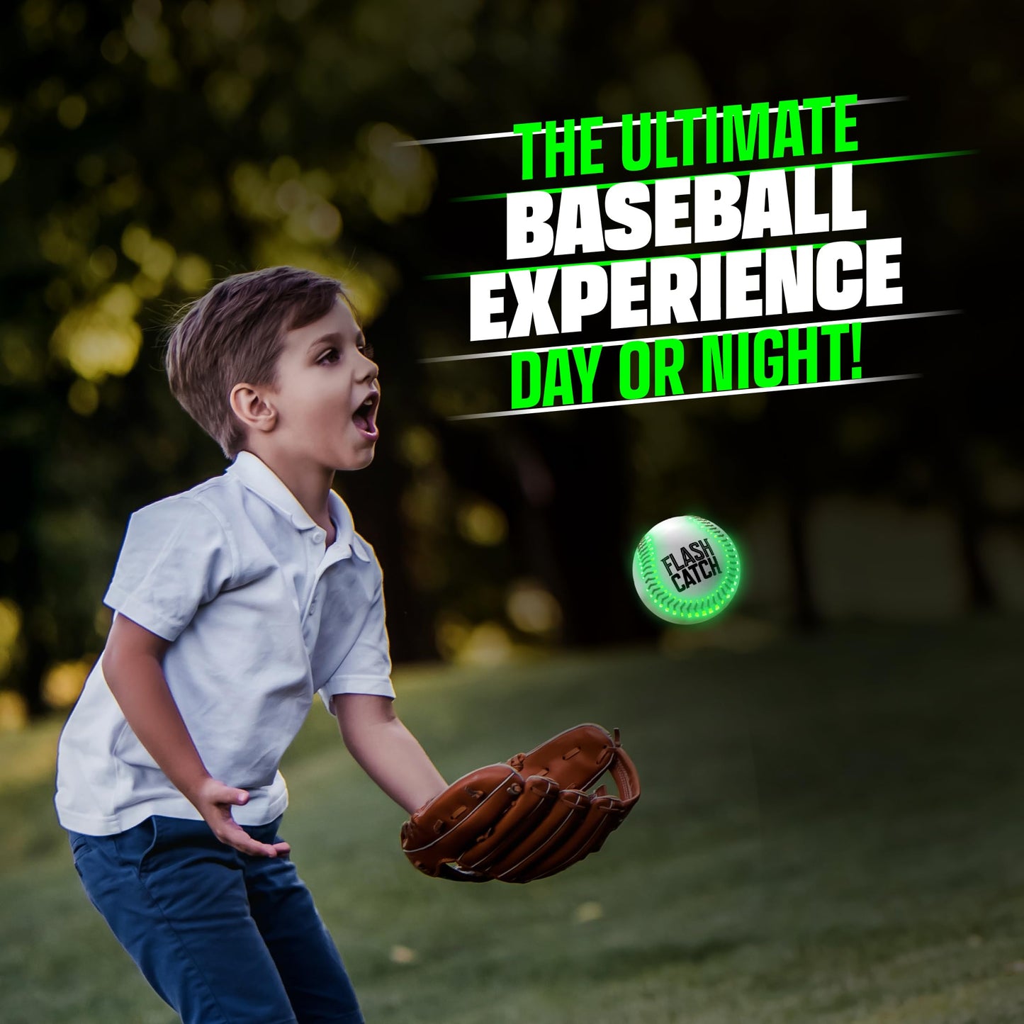 FlashCatch Rechargeable Light Up Baseball – Official-Size Glow-in-the-Dark Ball for Teens & Kids