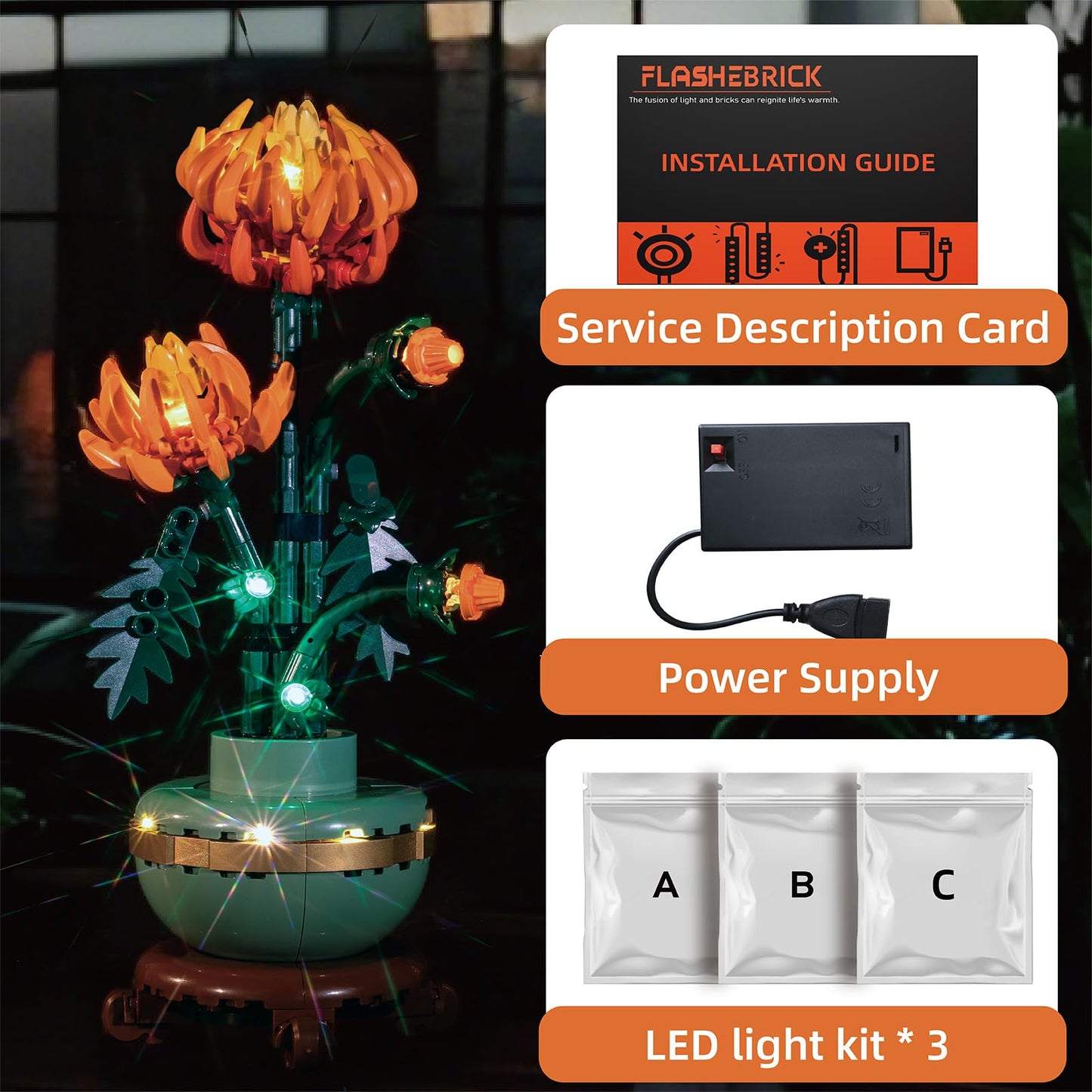 Flashebrick LED Light Kit for Lego Chrysanthemum 10368 – Vibrant Petals Lighting Set