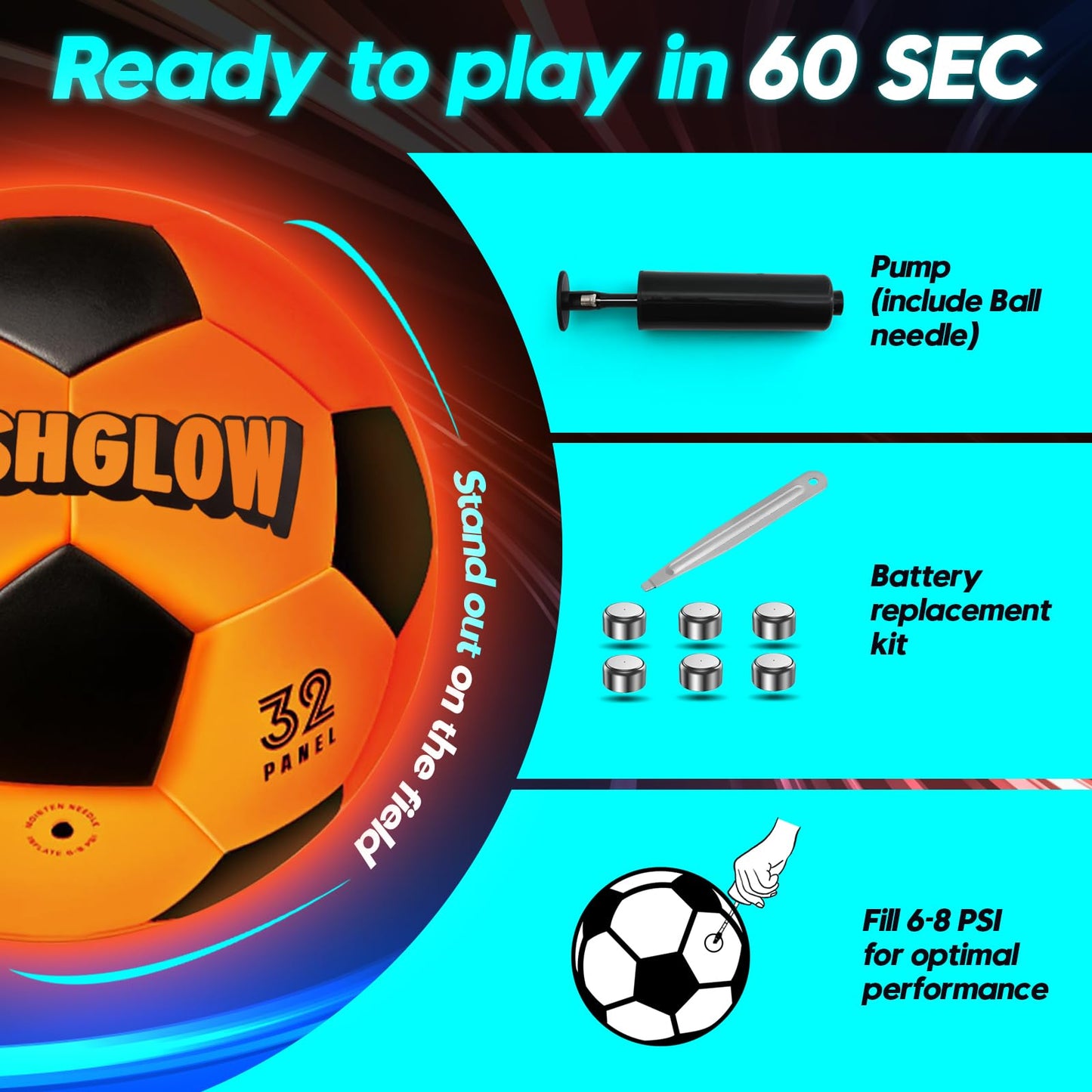 FlashGlow Light-Up Soccer Ball — Glow-in-the-Dark Night Play for Ages 8–15
