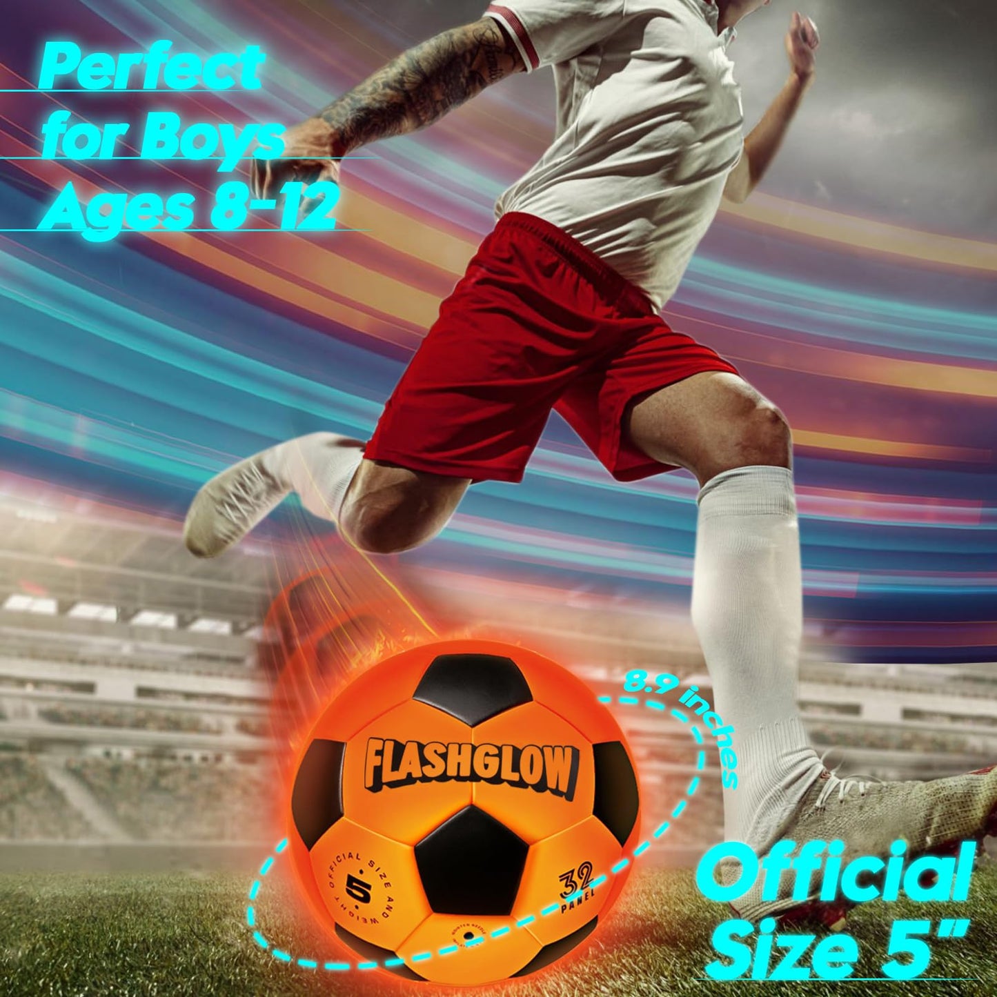 FlashGlow Light-Up Soccer Ball — Glow-in-the-Dark Night Play for Ages 8–15