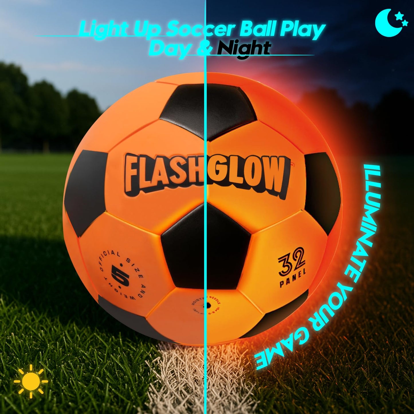 FlashGlow Light-Up Soccer Ball — Glow-in-the-Dark Night Play for Ages 8–15