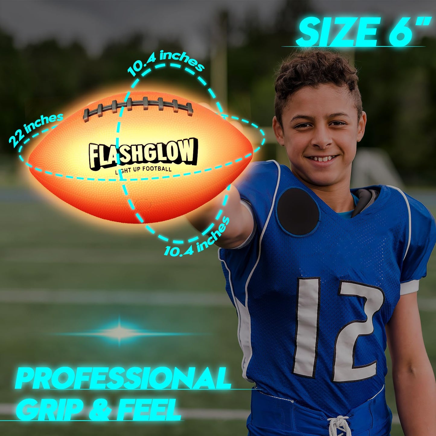 FLASHGLOW Light Up Football for Boys — Glow in the Dark Night Play (Ages 8-15)