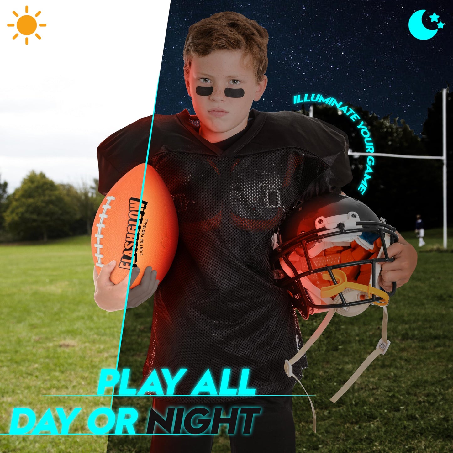 FLASHGLOW Light Up Football for Boys — Glow in the Dark Night Play (Ages 8-15)