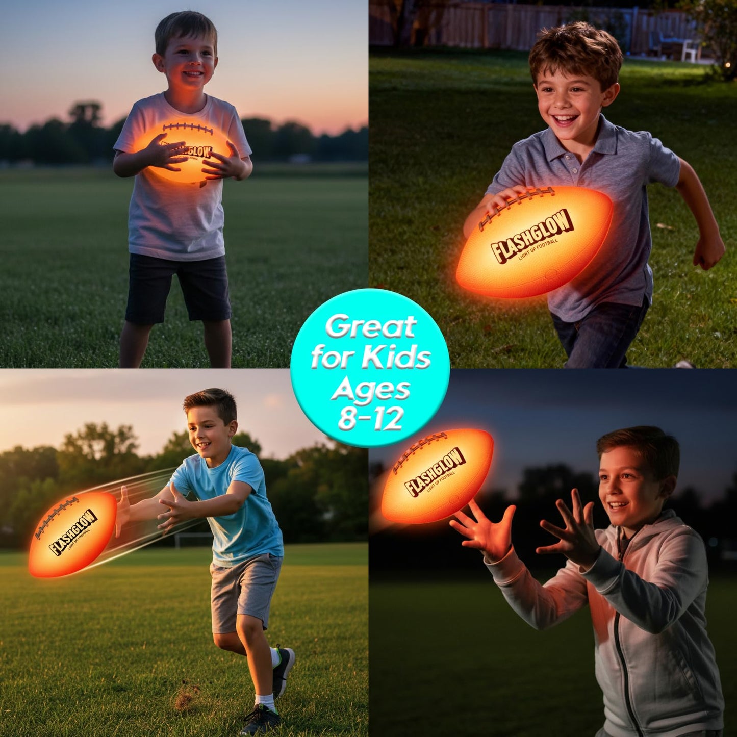 FLASHGLOW Light Up Football for Boys — Glow in the Dark Night Play (Ages 8-15)